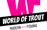 Das WORLD OF TROUT Logo in TROUT Pink mit unserem Claim MODERN FISHING