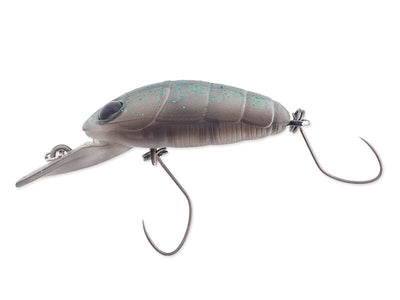 NORIES CRANKIN PUPA Wobbler in Braun-Blau-Gruen-Glitter von der Seite | NO-12422 WORLD OF TROUT