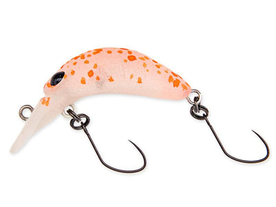 NORIES RICE 30 Wobbler in Weiss-Rosa-Orange-Gepunktet von der Seite | NO-11271 WORLD OF TROUT