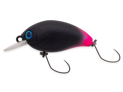 NORIES WORMING CRANK SHOT SPIN SHALLOW Wobbler in Schwarz-Pink von der Seite | NO-13891 WORLD OF TROUT